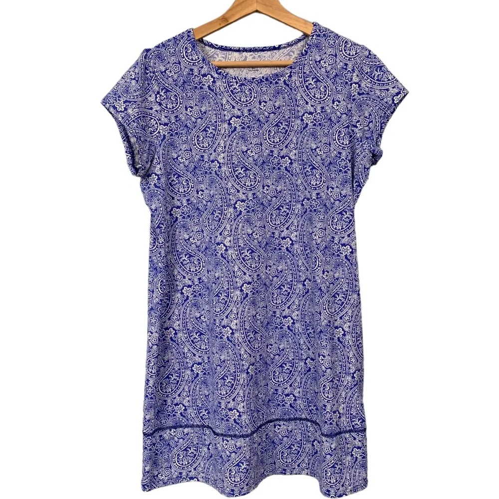 Lands End Swim Dress Paisley Beach Blue UV Protection Women’s Size Medium Petite - Picture 13 of 13